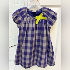 Mini Boden Blueberry Gingham Bow Trim Dress